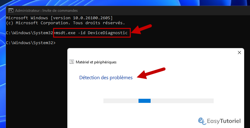 detection des problemes cmd msdt devicediagnostic