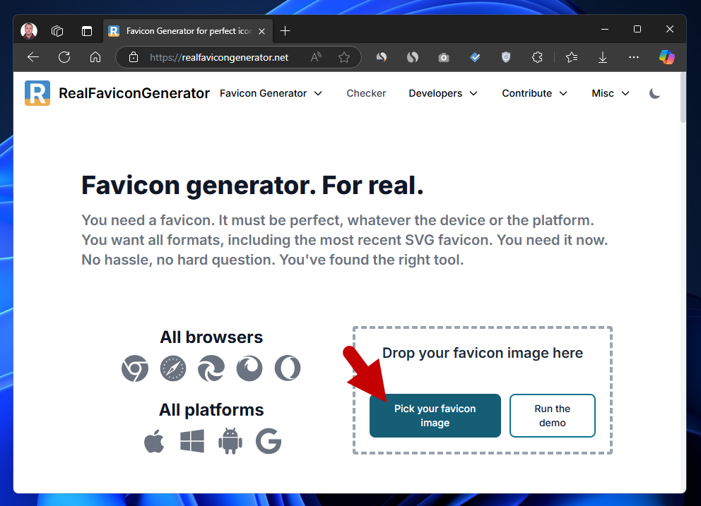 favicon 2 realfavicongenerator importer