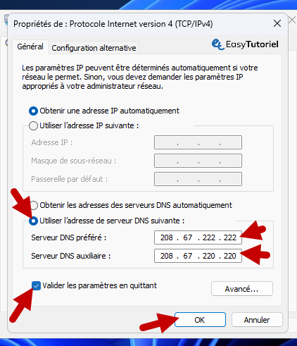 opendns bloquer sites x 4 changer seveurs dns prefere