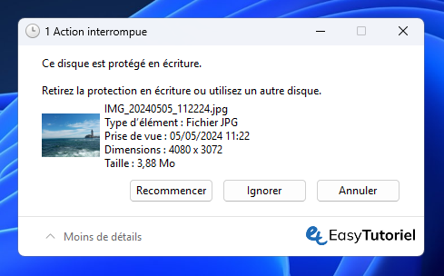 resultat ce disque est protege en ecriture