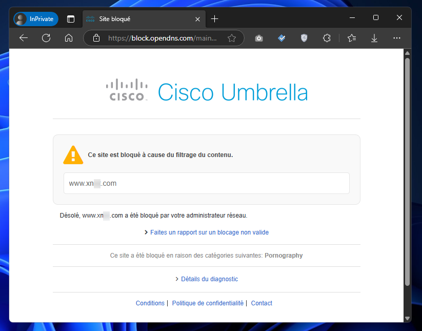 site adulte bloque par opendns