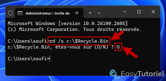 vider corbeille tous utilisateurs windows cmd