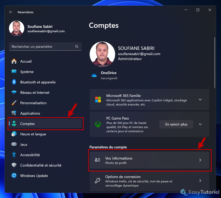 changer compte microsoft windows 11 2 vos informations