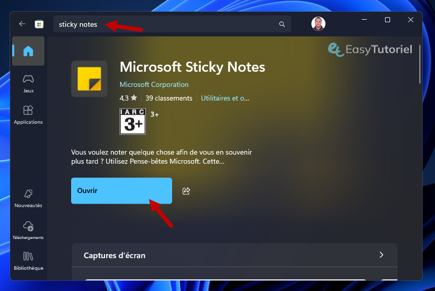 installer microsoft sticky notes