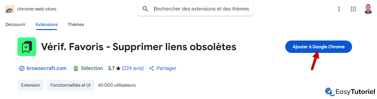 extension chrome verif favoris supprimer liens obsoletes