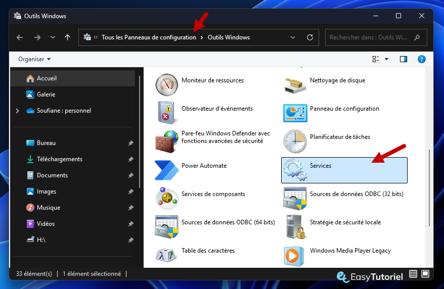 outils windows services
