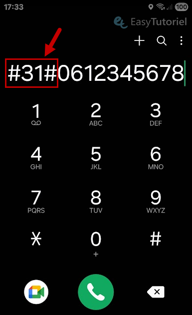 appel masquee android 31 diese