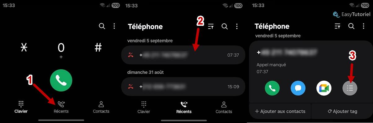 choisir numero a bloquer