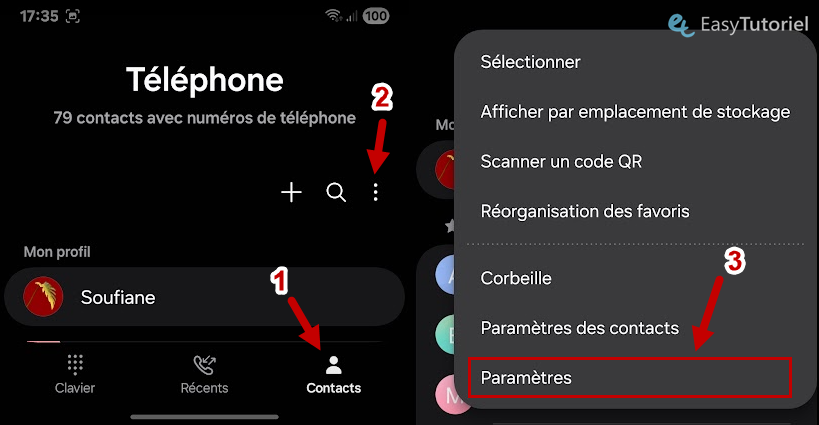 contacts parametres