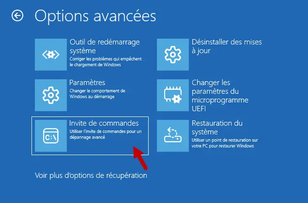 invite de commandes options avancees