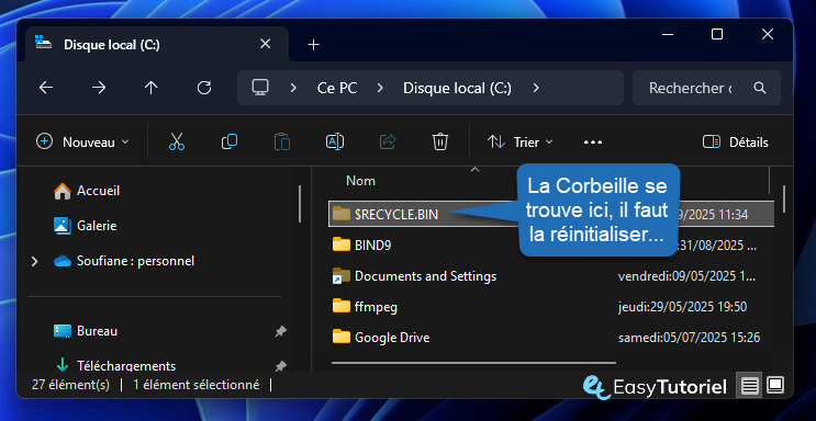recycle bin corbeille location