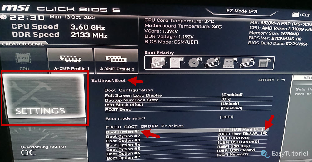 bios msi boot