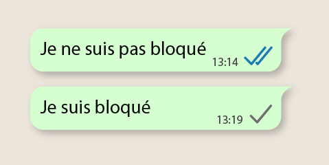 bloque non bloque message envoye whatsapp