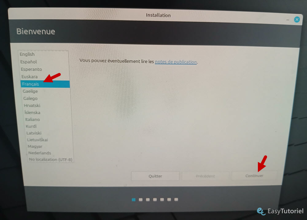 installation mint choix langage