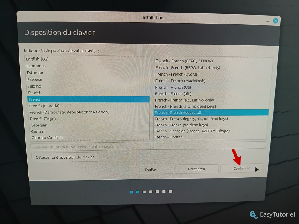 installation mint disposition du clavier