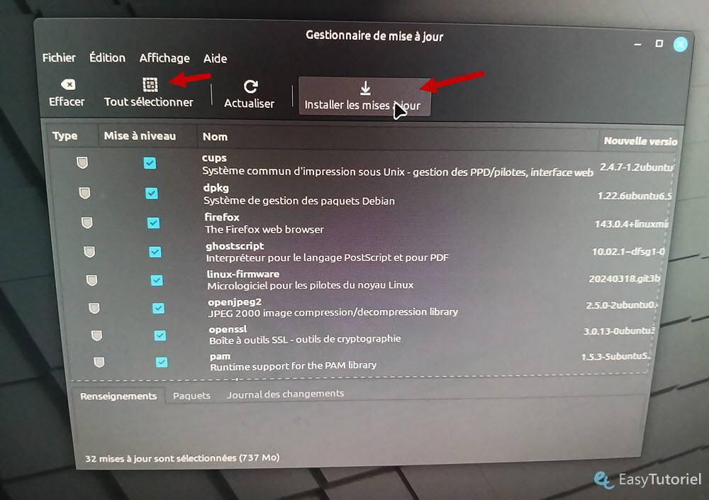 installer les mises a jour