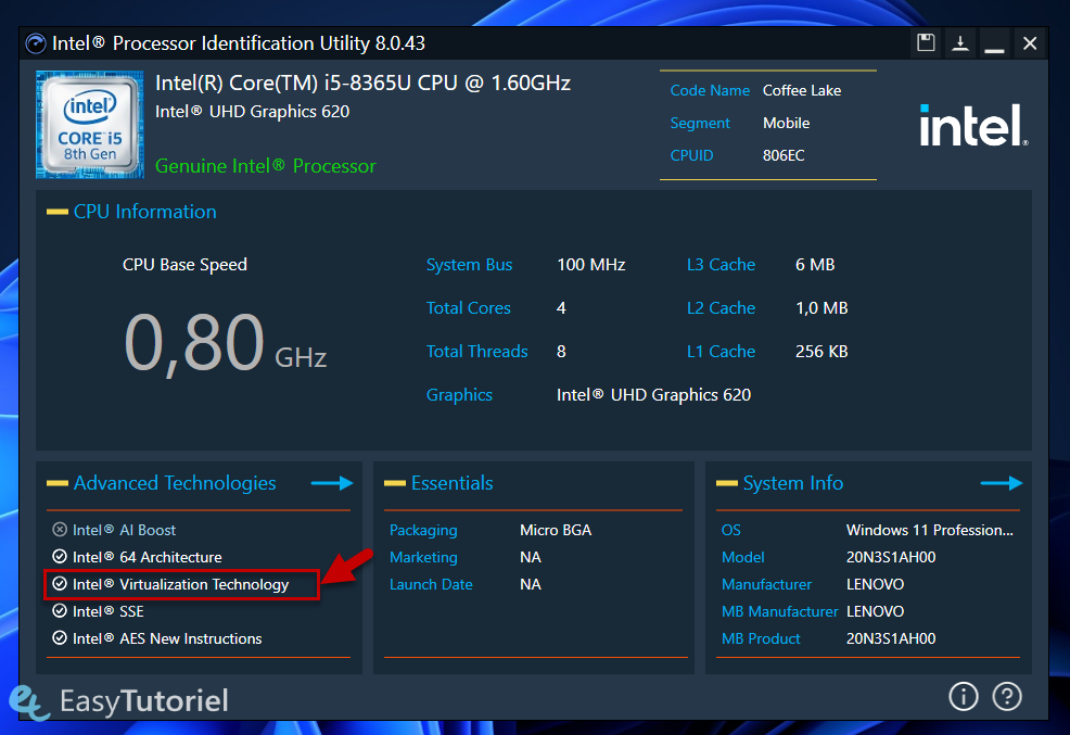 intel processor identification utility