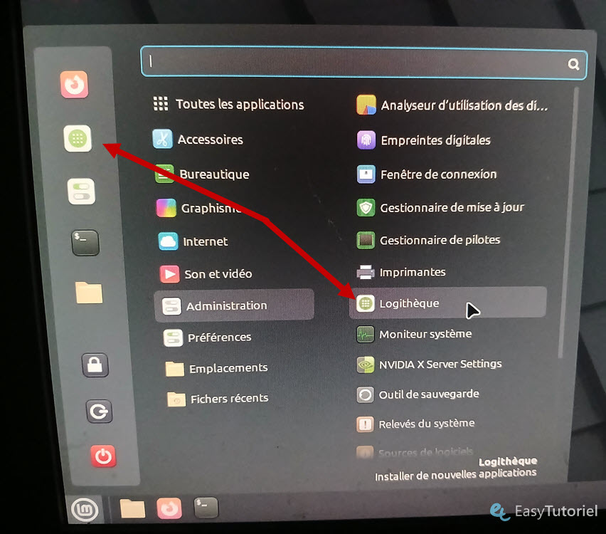 linux mint demarrer logiteque