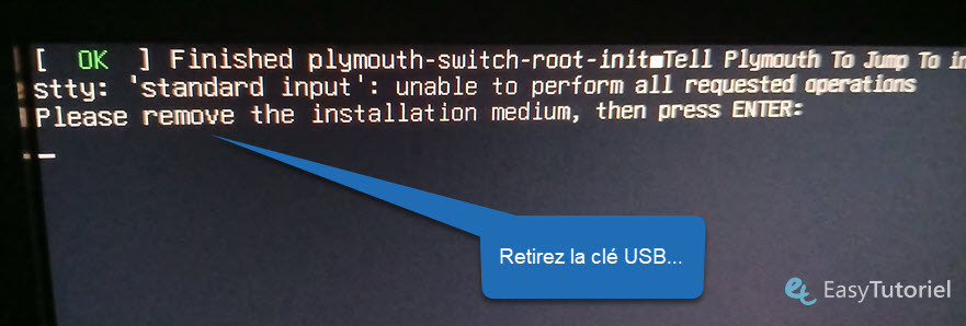 retirer cle usb please remove linux mint