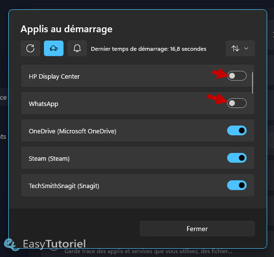 applis au demarrage wintoys