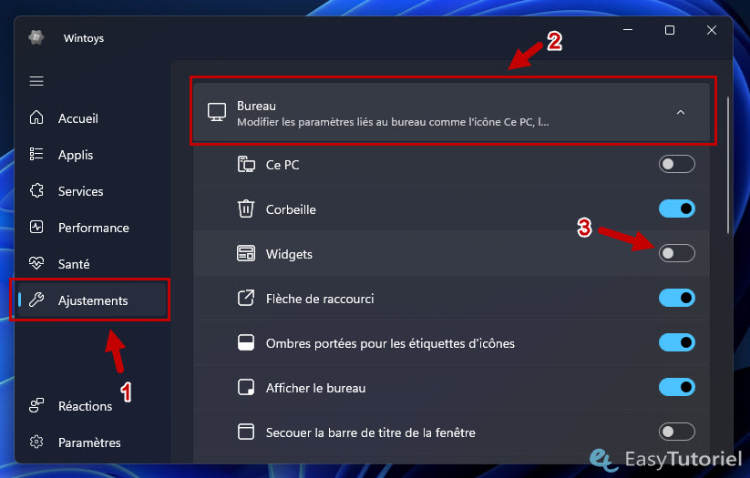 desactiver widgets windows 11 wintoys