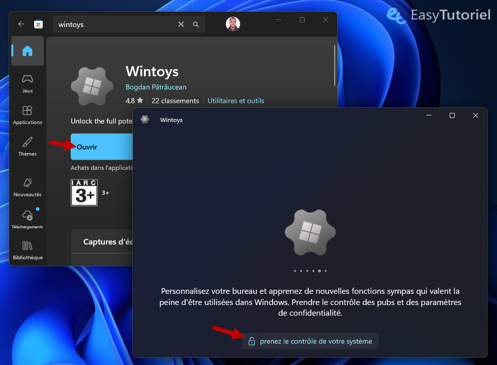 ouvrir wintoys commencer