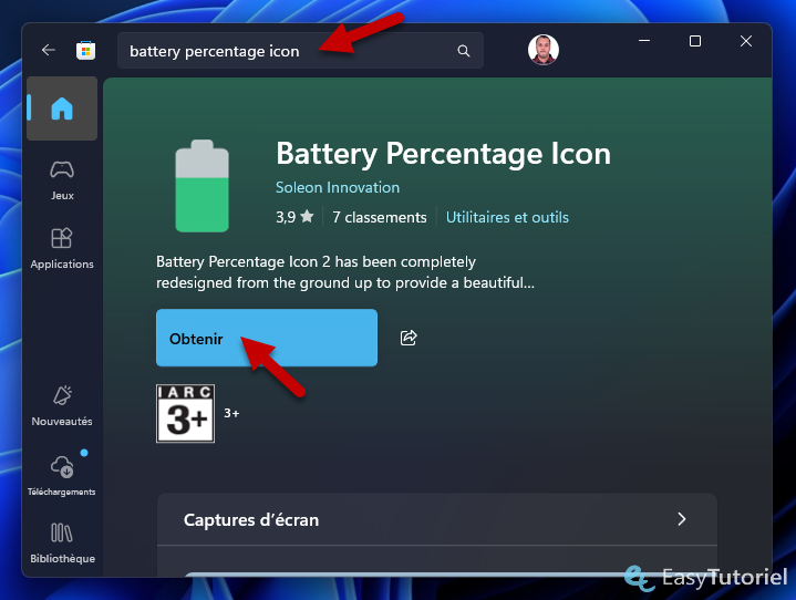battery percentage icon pourcentage batterie ms store