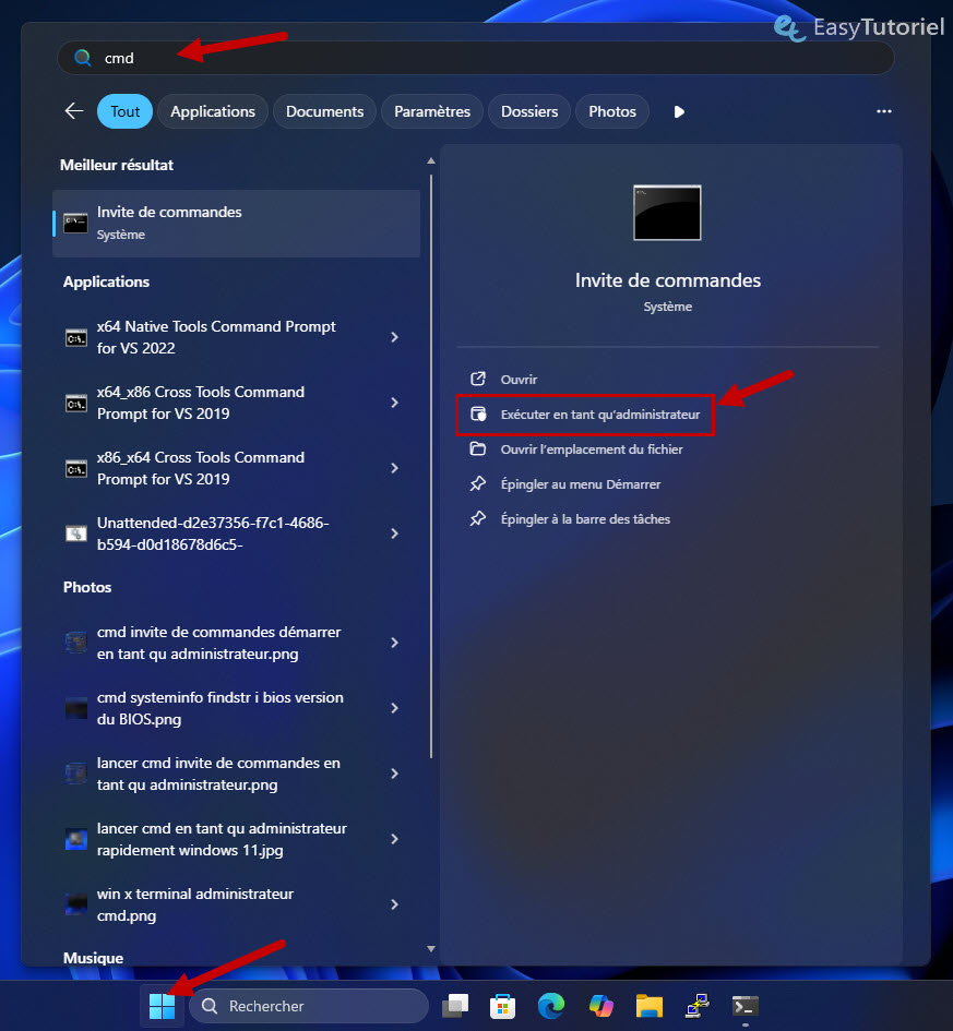 cmd demarrer executer en tant qu administrateur