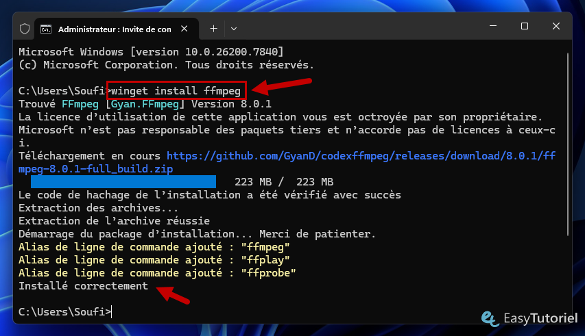 cmd winget install ffmpeg
