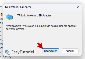 desinstaller tp link wireless usb adapter