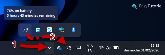 glisser pourcentage batterie
