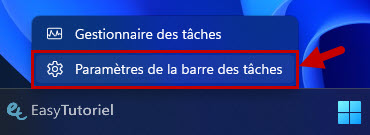 parametres de la barre des taches