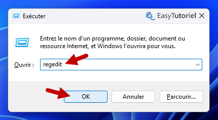 regedit executer registre