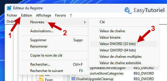 registre nouveau valeur dword 32 bit