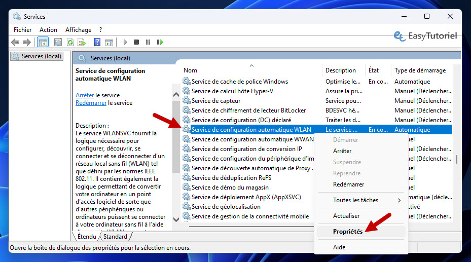 service de configuration automatique WLAN