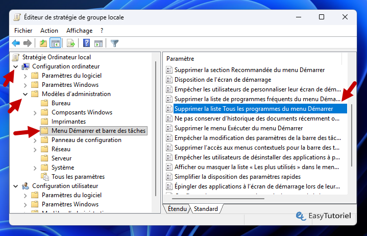 editeur de strategie de groupe locale supprimer la liste tous les programmes