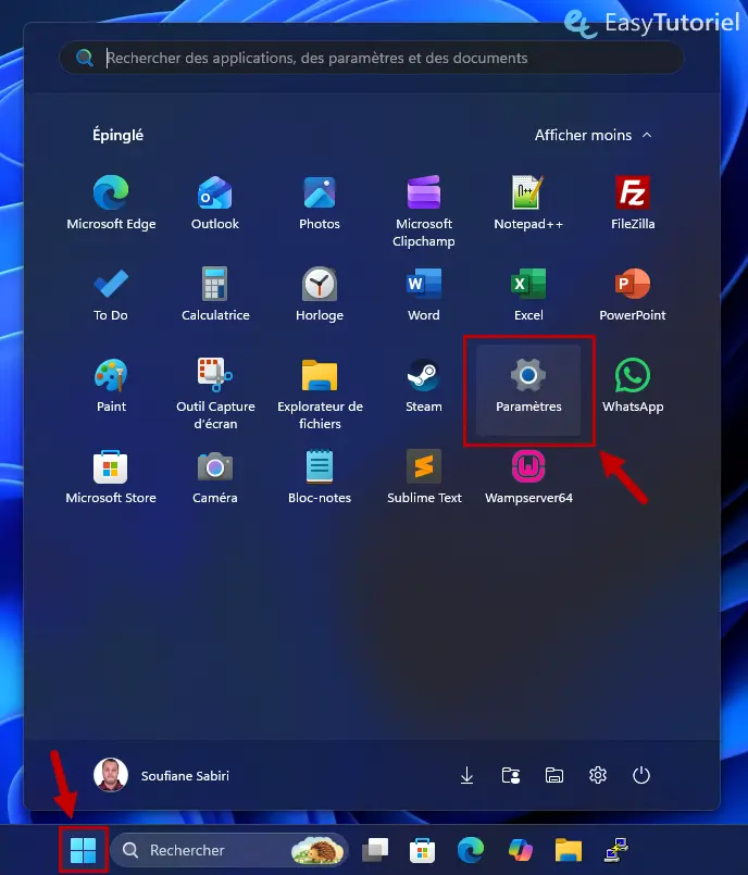 demarrer parametres windows 11