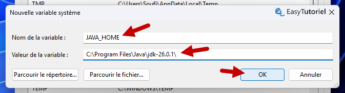 JAVA HOME variable systeme