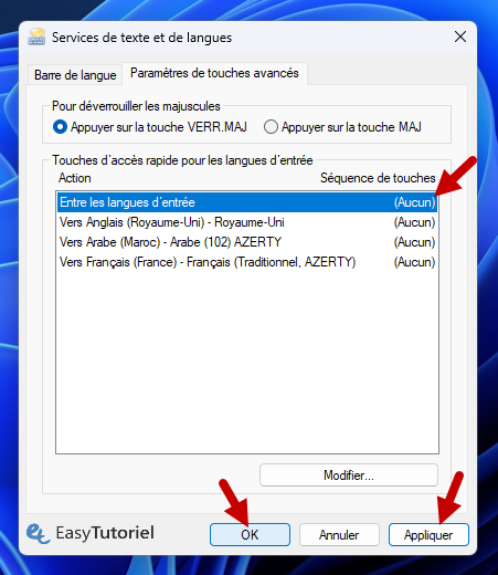 appliquer ok services de texte et de langues