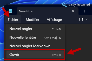 bloc notes ouvrir