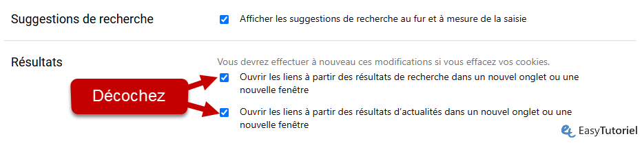 decocher ouvrir les liens a partir des resultats de recherche dans un nouvel onglet ou nouvelle fenetre