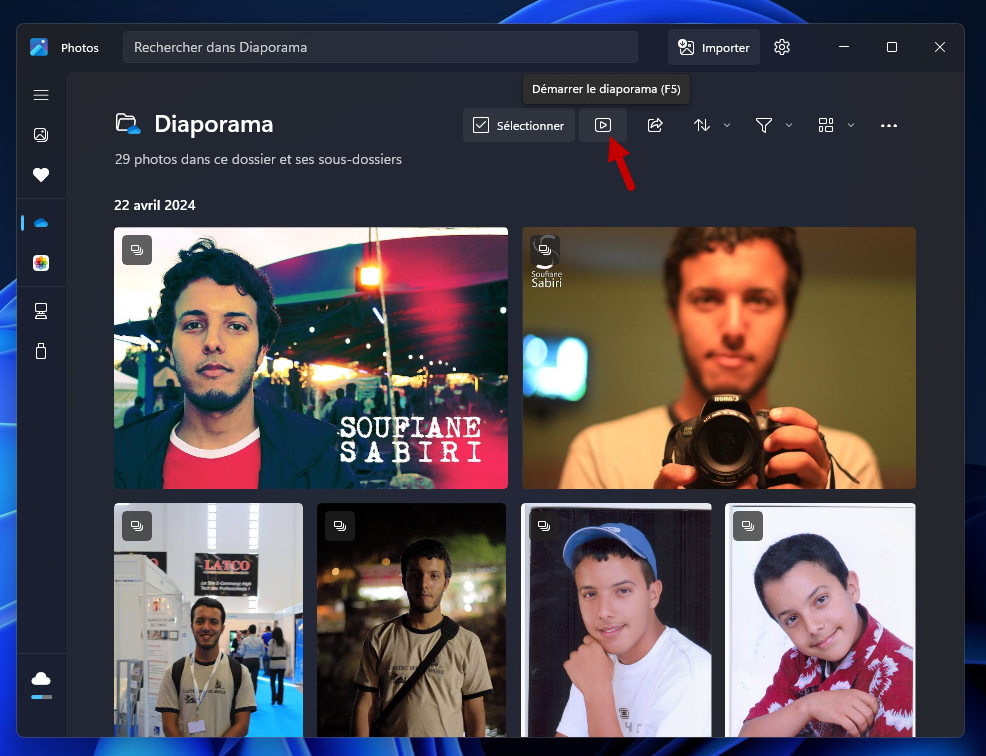 demarrer le diaporama photos