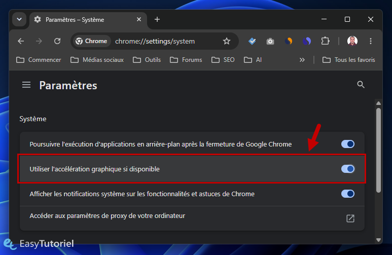 desactiver acceleration materielle chrome