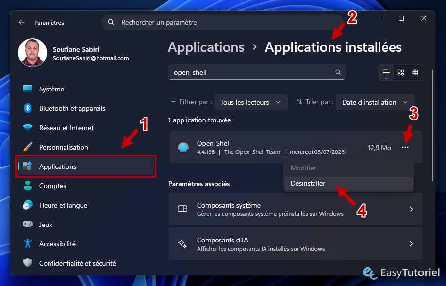 desinstaller openshell