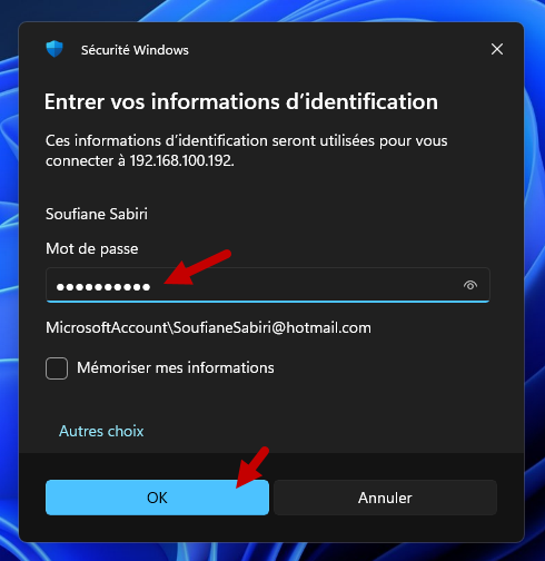 entrez vos information d identification bureau a distance