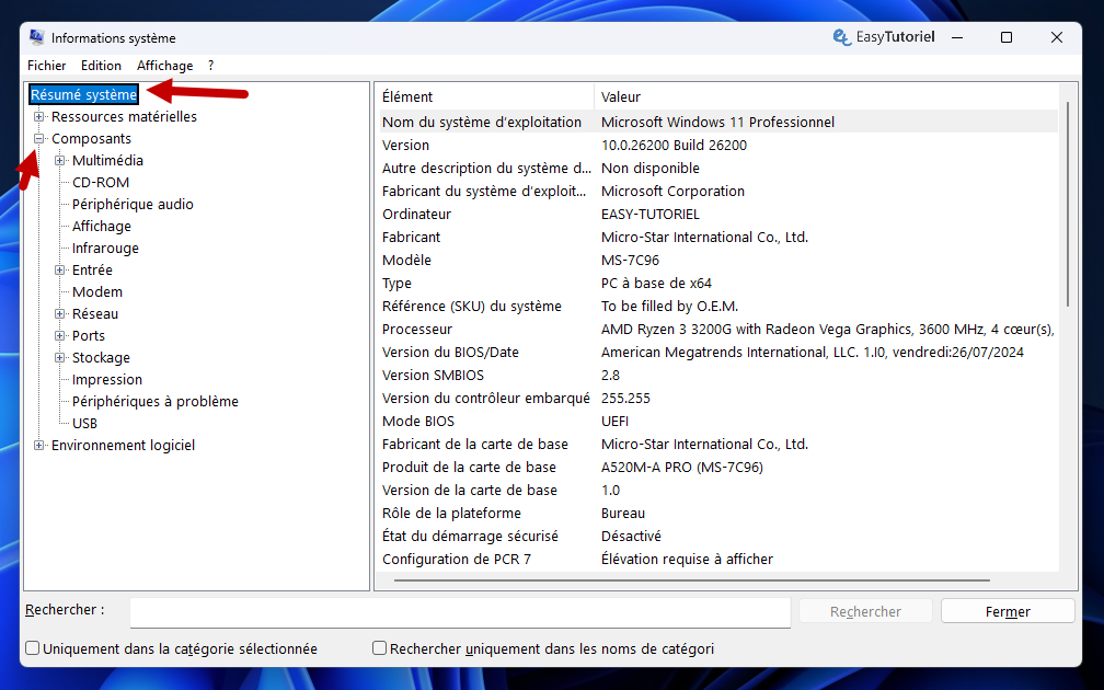 informations systeme msinfo32
