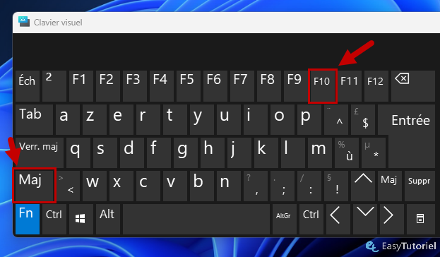 majf10 clic droit menu
