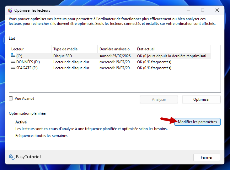 modifier les parametre optimiser les lecteur