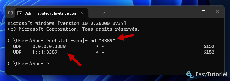 netstat ano find 3389