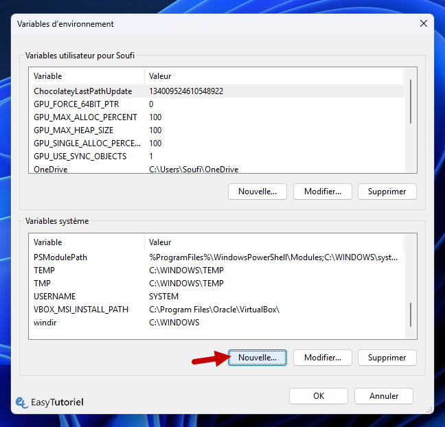 nouvelle variable systeme